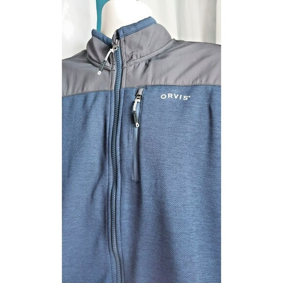 Mens' Orvis Bonded Mesh Full Zip Jacket - Gray & Blue XL - Picture 2 of 7